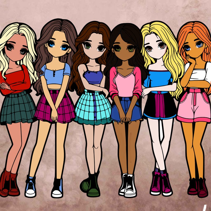 a group of girls realistic