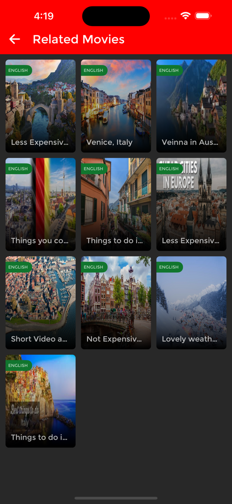 TheMemeTv - A collection of travel destination videos and tips on TheMemeTv app screen