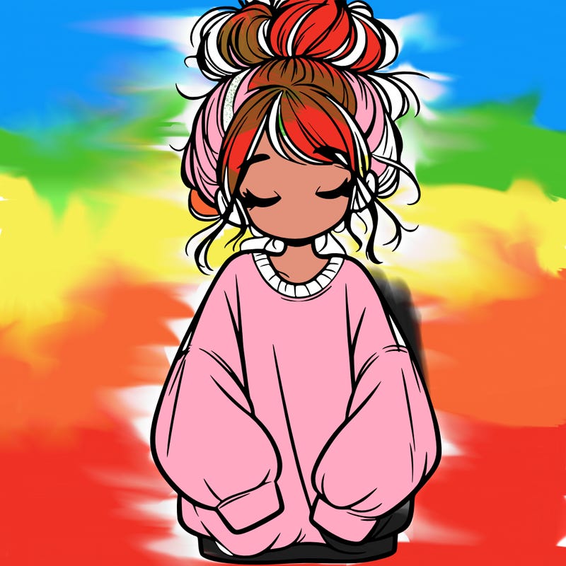 girl with baggy sweatshirt and messy bun