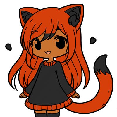 girl with cat ears and tail