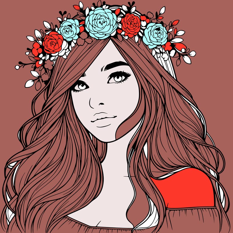 realistic girl with flower crown