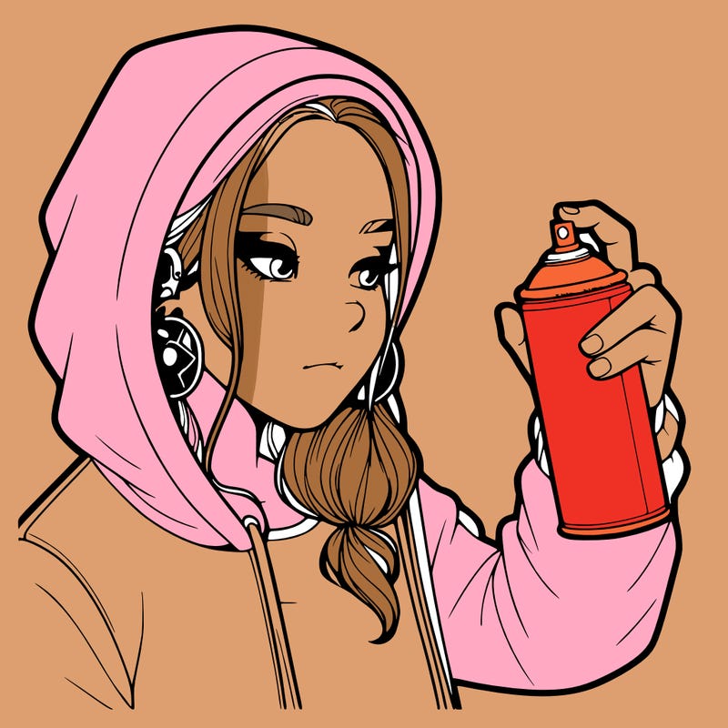 a realistic girl, spray painting
