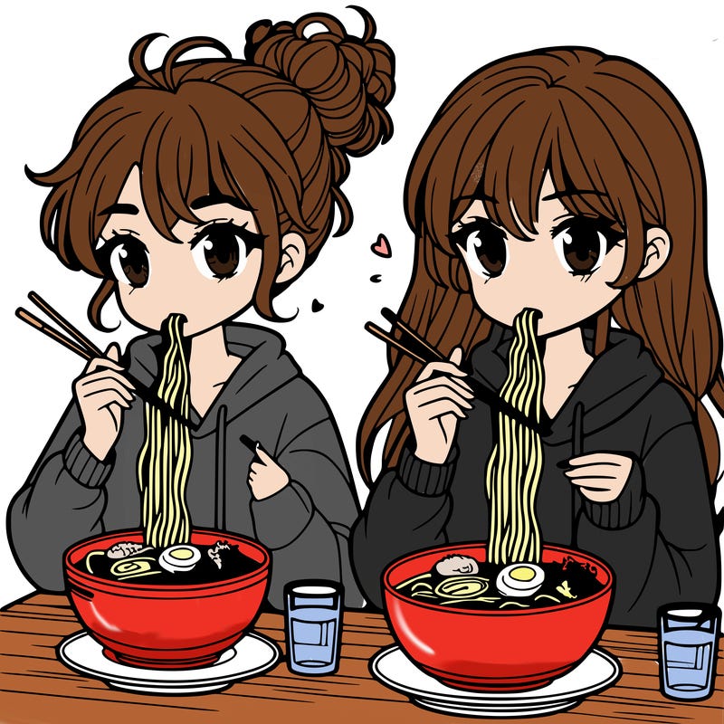girls eating ramen
