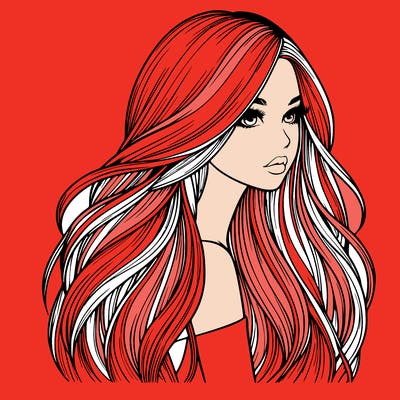 realistic girl with long realistic hair