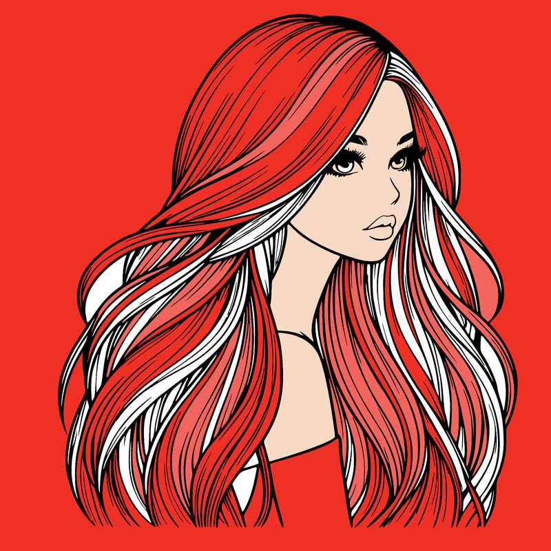 realistic girl with long realistic hair