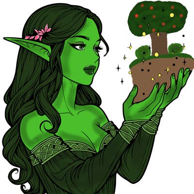 realistic elf girl doing magic