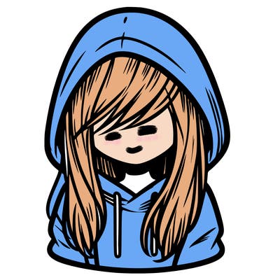 girl with hair covering her face and wearing a hoodie