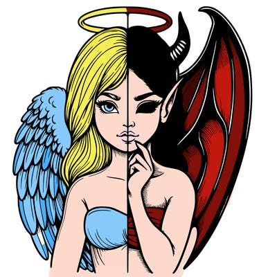 realistic angel half demon