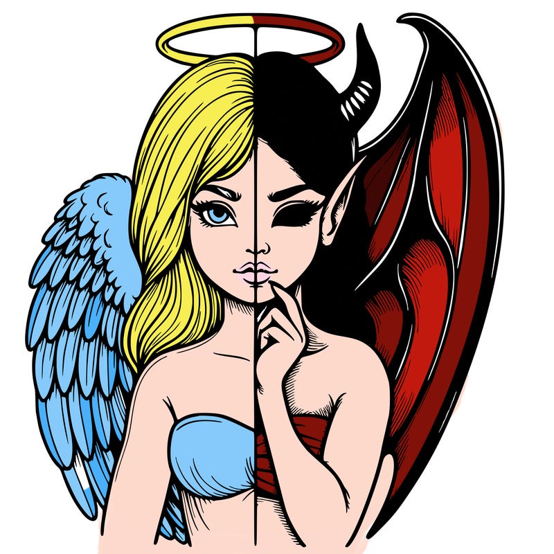 realistic angel half demon