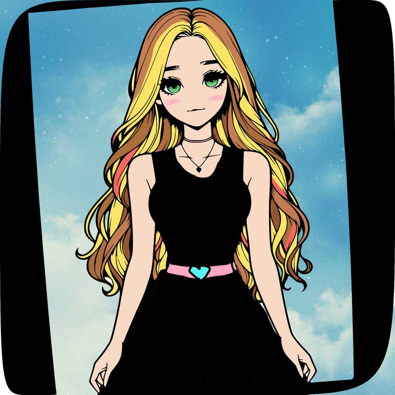 a realistic girl with long hair and in a crop top and shprts