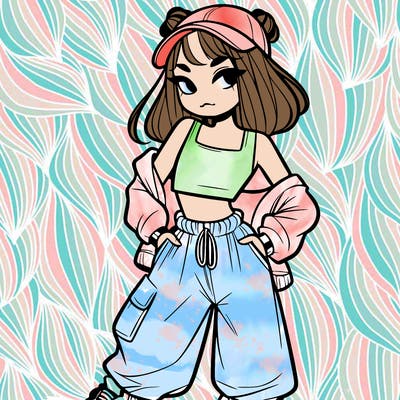 girl in crop top and baggy pants