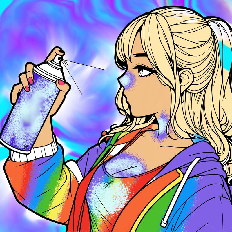 a realistic girl spray, painting