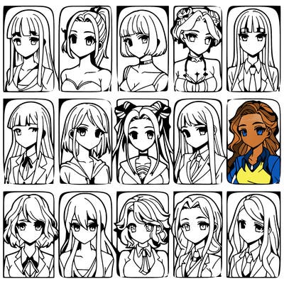 girls that look diffrent anime