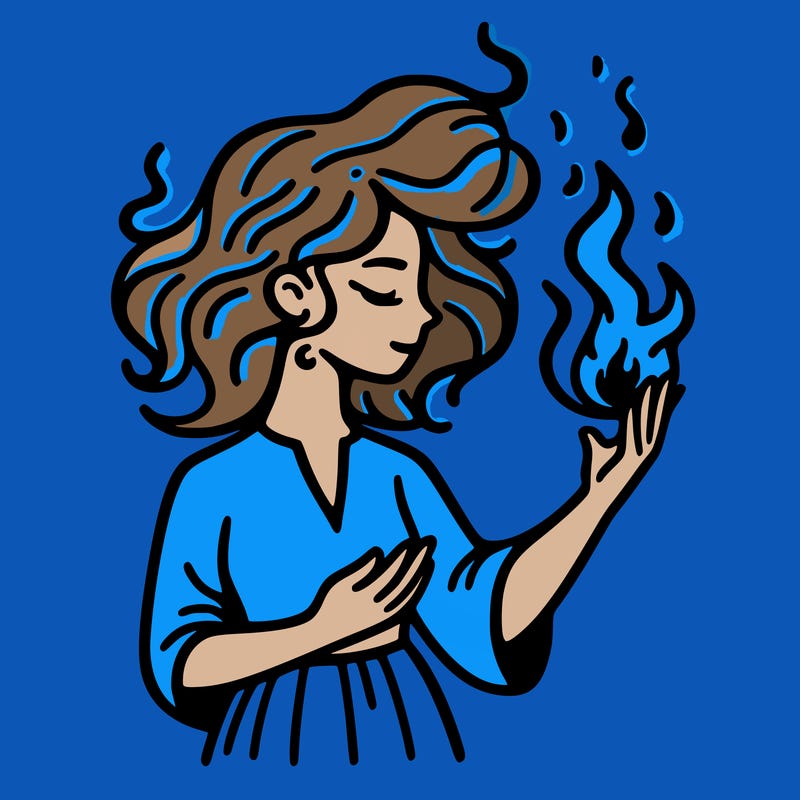 woman with fire