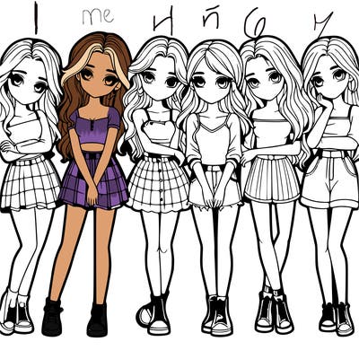 a group of girls realistic