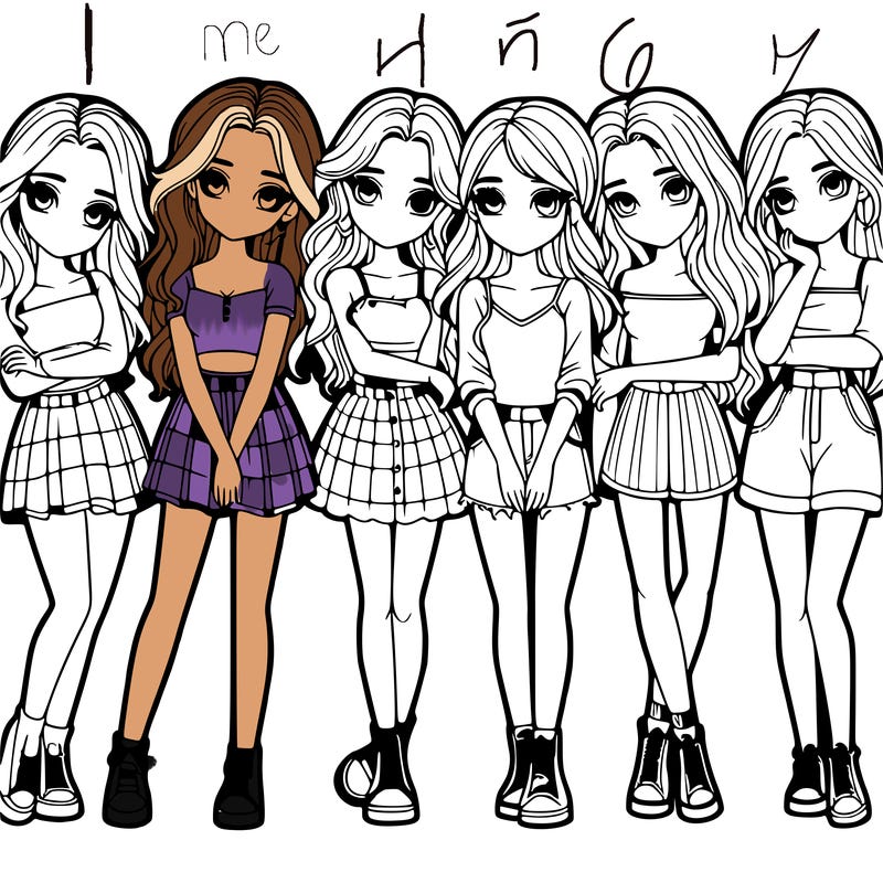 a group of girls realistic