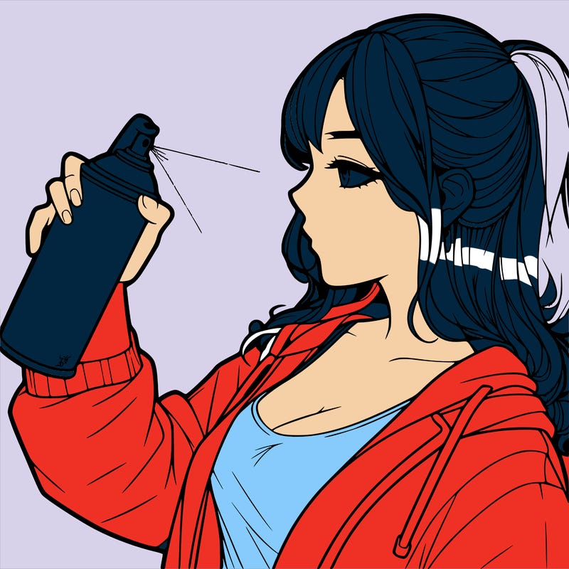 a realistic girl spray, painting