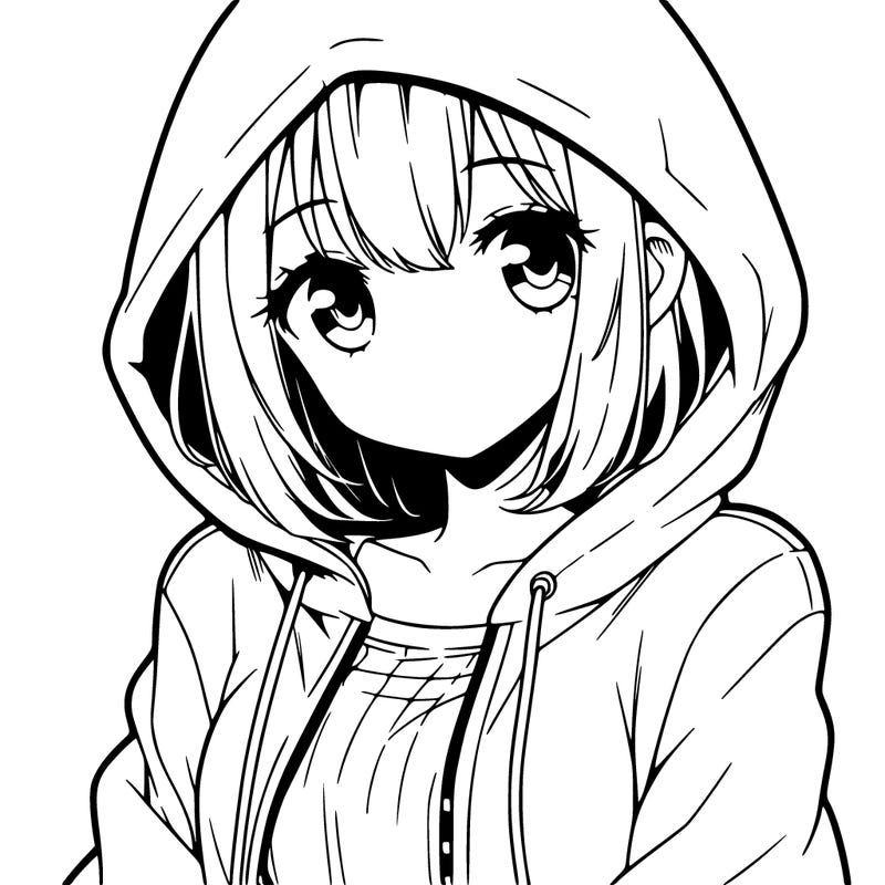 manga character girl in hoodie