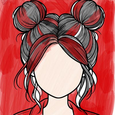 realistic girl with buns on the top of her hair