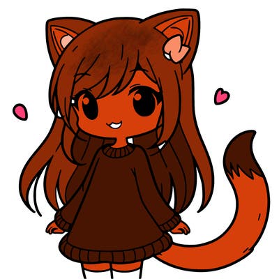girl with cat ears and tail