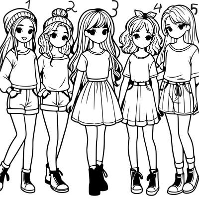 a group of five girls