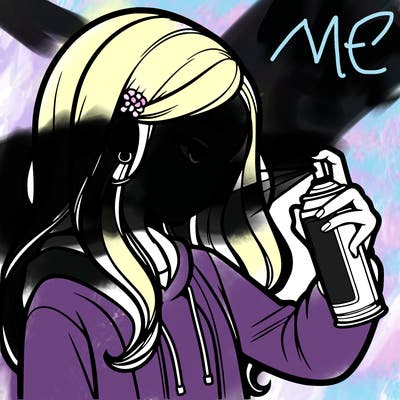 a realistic girl spray painting