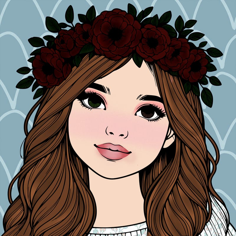 realistic girl with flower crown