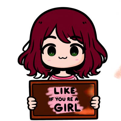 a cute girl holding a sign that says like if you’re a girl