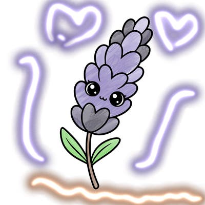 the flower lavender kawaii but cute and a little realistic