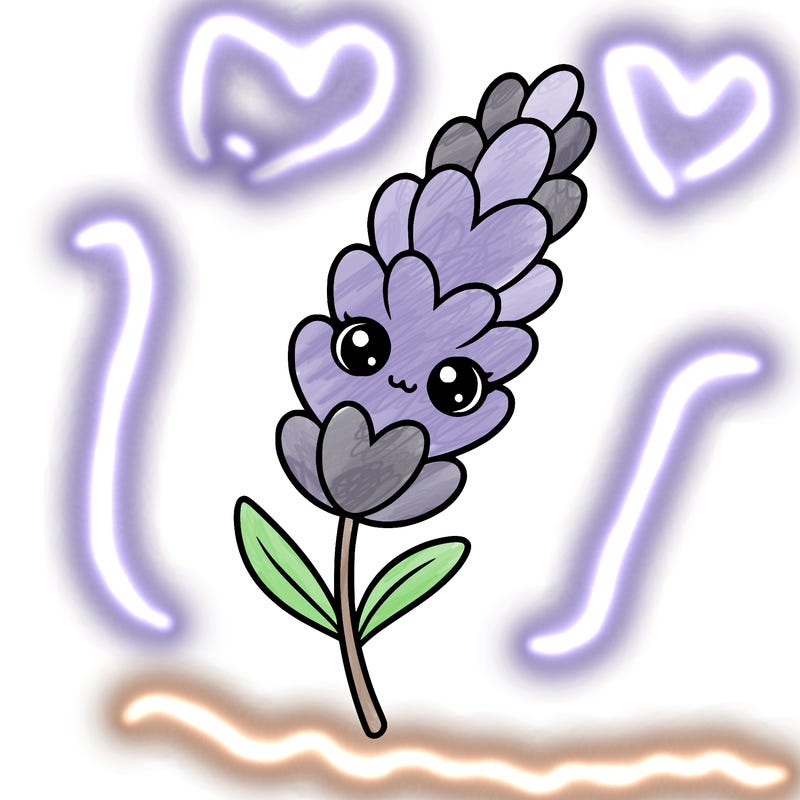 the flower lavender kawaii but cute and a little realistic