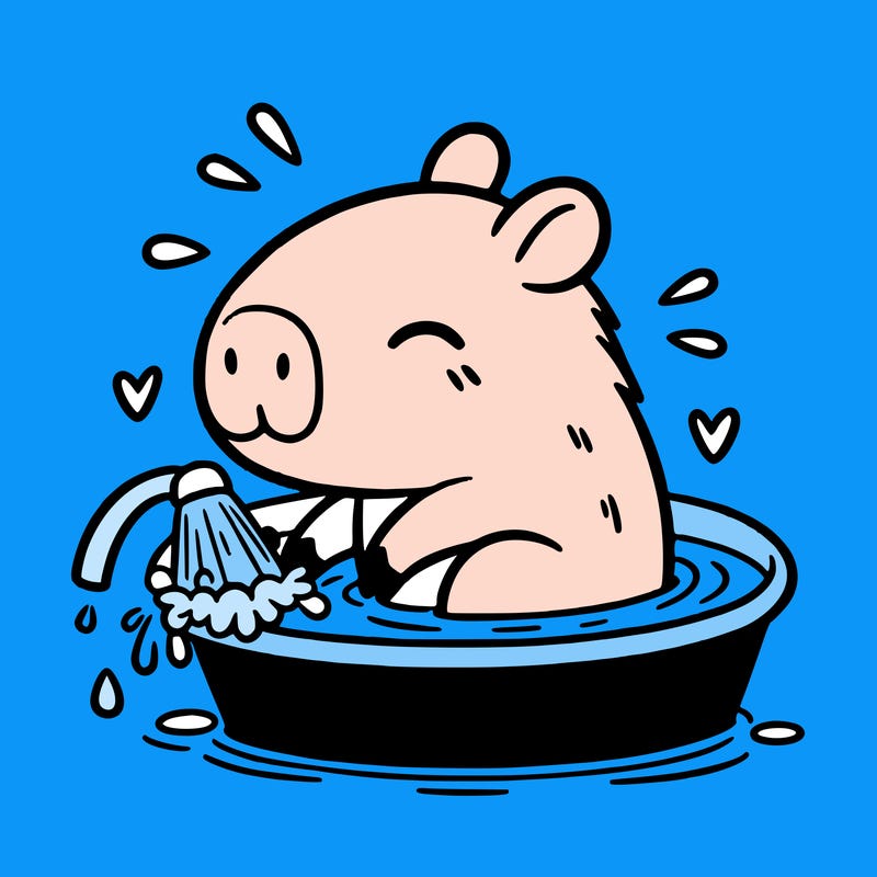 capybara taking a bath
