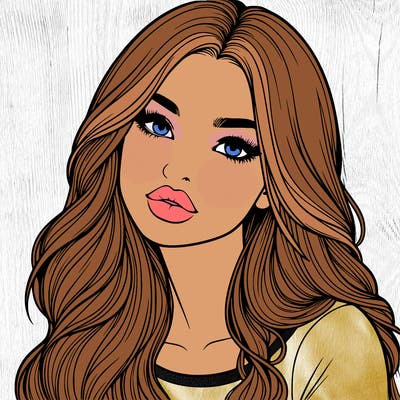 realistic girl with hair on her hair and lips