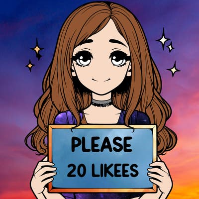realistic girl holding a sign that says please 20 likes