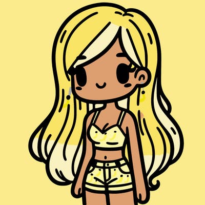 a girl with her hair down in a crop top and some shorts