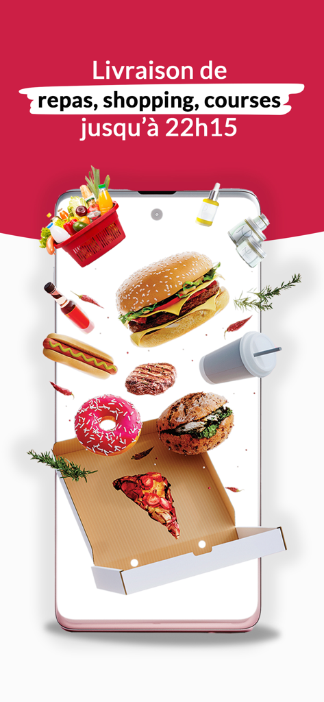 KABA - KABAデリバリーサービスの様々な食品や食料品を表示するスマートフォン