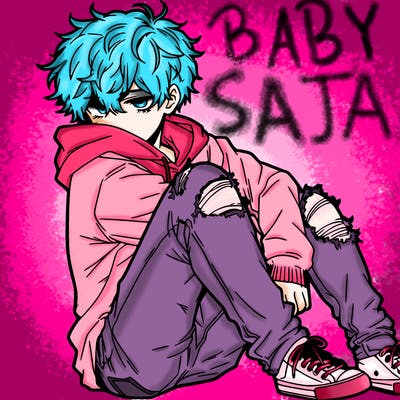 a male hoddie ripped jeans messy hair anime