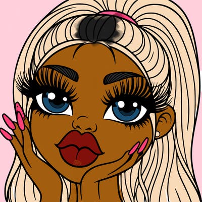 girl with big lips long nails ponytail and long lashes