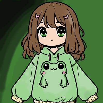 girl wearing frogging sweatshirt