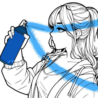 a realistic girl spray, painting