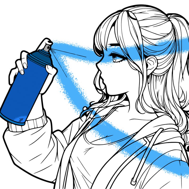 a realistic girl spray, painting