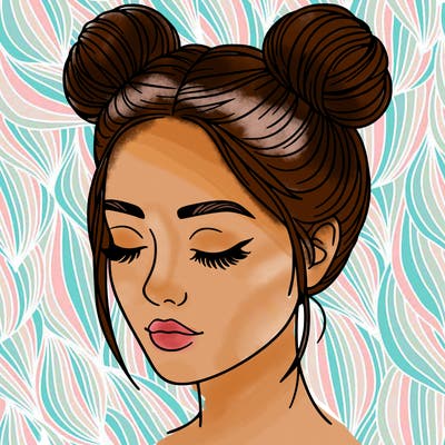 woman with hair buns
