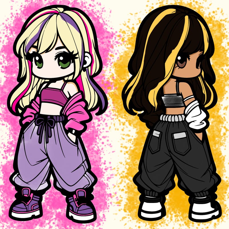 girl in crop top and baggy pants