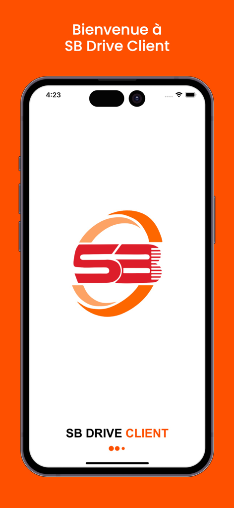 Splash screen of the SB Drive client app showing the logo and welcome message