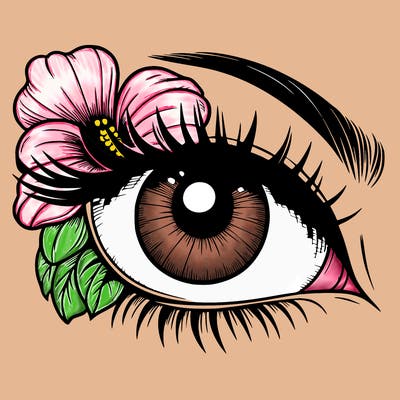 realistic eye with flower