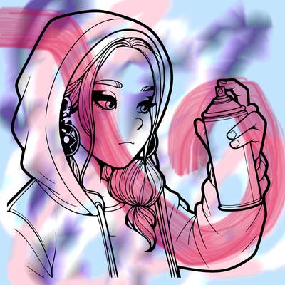 a realistic girl, spray painting