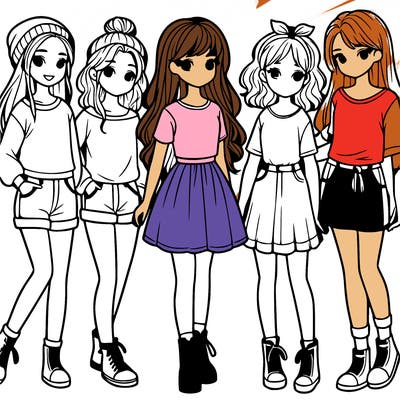 a group of five girls