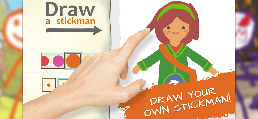 A hand drawing a custom character in the Draw a Stickman EPIC 2 mobile game interface.