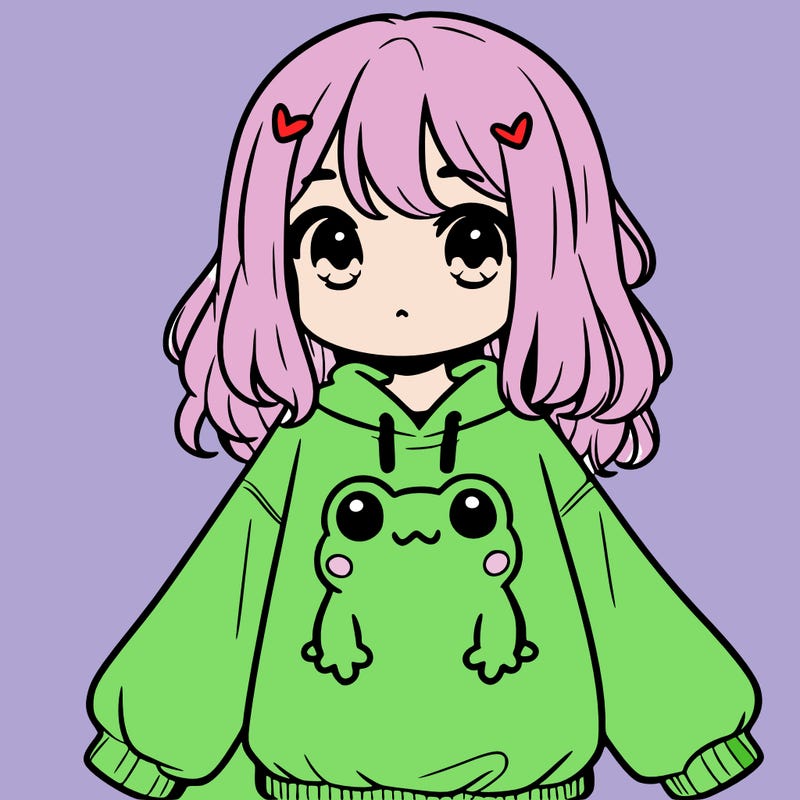 girl wearing frogging sweatshirt