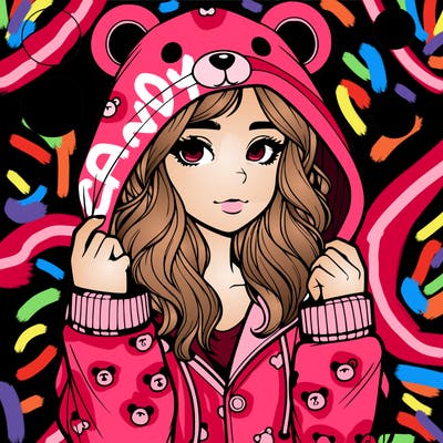 realistic girl in a animal pjs hoodie