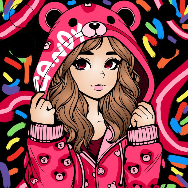 realistic girl in a animal pjs hoodie